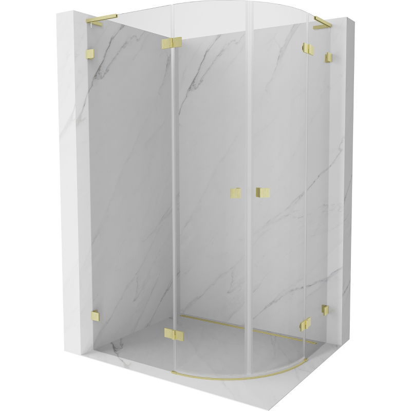 Mexen Lunar L kwartrond douchecabine pivotdeur links 100 x 90 cm, transparant, geborsteld goud - 833L-100L-090P-55-00