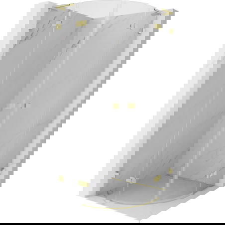 Mexen Lunar L polkrožna tuš kabina s tečajnim vrati 100 x 100 cm, prozorna, zlato brušena - 833L-100L-100P-55-00