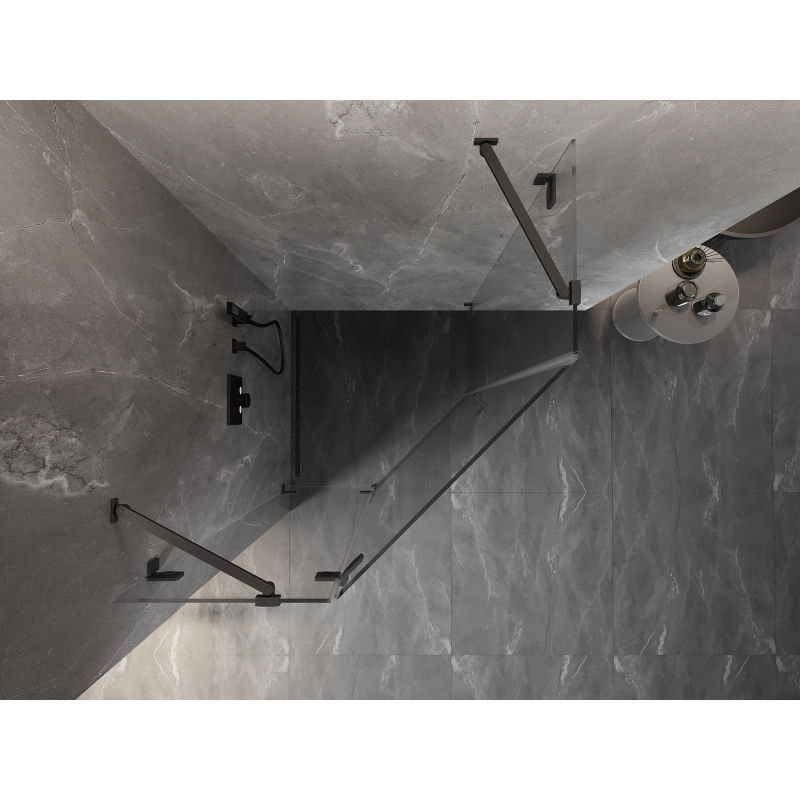 Mexen Lunar Fünfeck-Duschkabine linksseitig 100 x 100 cm, transparent, gebürstetes Gun Gray - 831-100L-100P-66-00-L