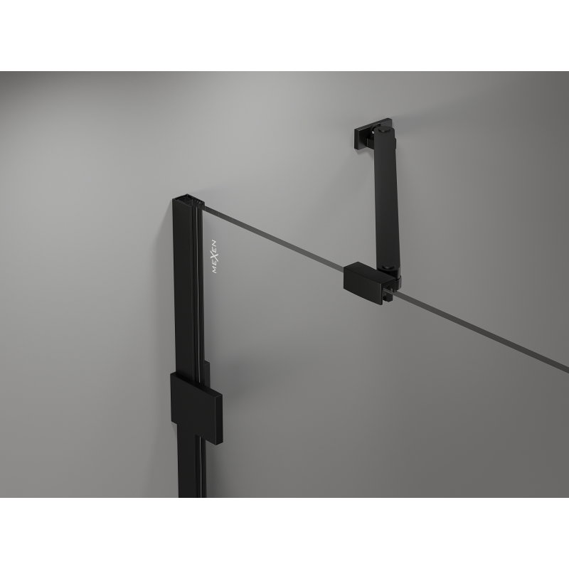 Mexen Lunar πεντάγωνο ανοιγόμενο αριστερό ντους 80 x 80 cm, διαφανές, μαύρο