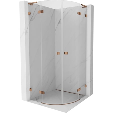 Mexen Lunar L cabine de douche semi-circulaire pivotante 90 x 90 cm, transparent, or rose - 833L-090L-090P-60-00