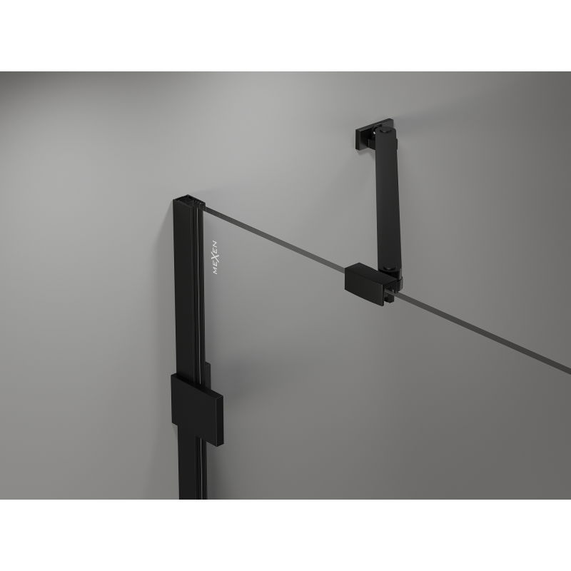 Mexen Lunar cabine de douche pentagonale pivotante gauche 100 x 80 cm, transparent, noir - 831-100L-080P-70-00-L