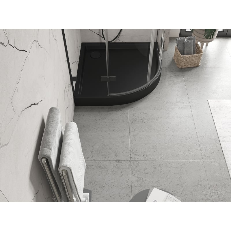 Mexen Flow+ plato de ducha semicircular 80 x 80 cm, negro mate - 46Q708080H