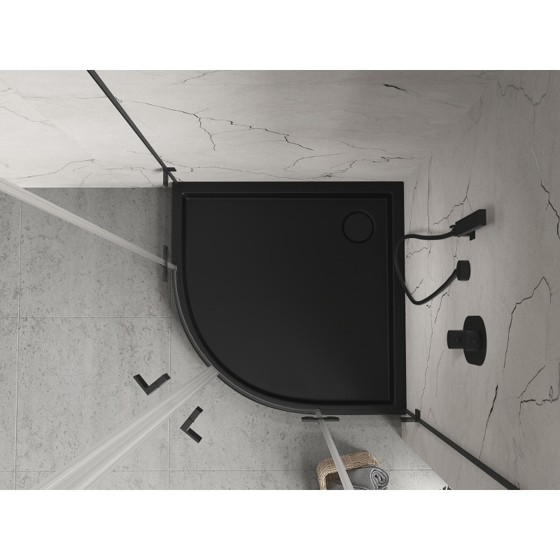 Mexen Flow+ poolringikujuline dušinurk 90 x 90 cm, must matt - 46Q709090H