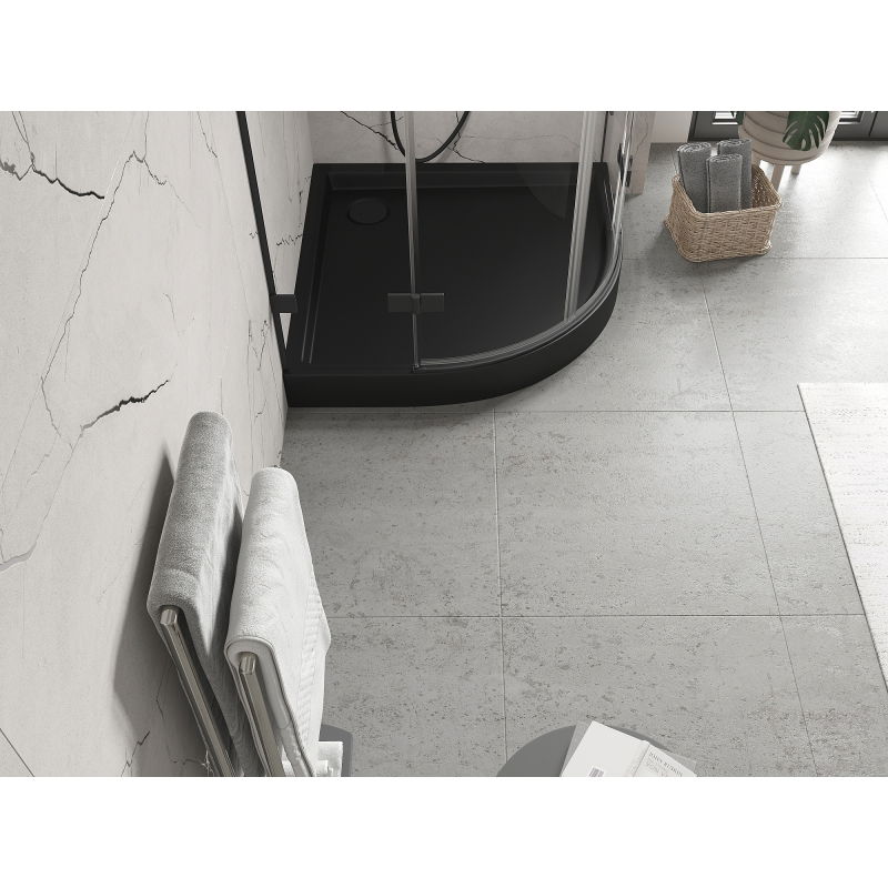 Mexen Flow+ piatto doccia semicircolare 100 x 100 cm, nero opaco - 46Q701010H