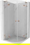 Mexen Lunar L halbkreisförmige Duschkabine, schwenkbar 80 x 80 cm, transparent, gebürstetes Kupfer - 833L-080L-080P-65-00