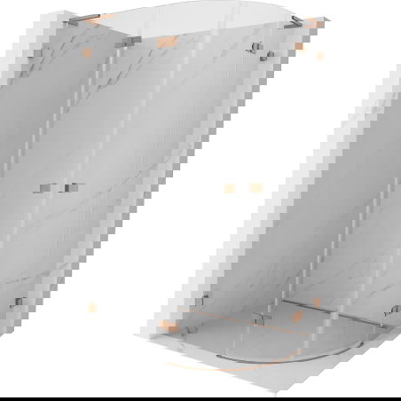 Mexen Lunar L halvcirkelformad duschkabin svängbar vänster 90 x 80 cm, transparent, borstad koppar - 833L-090L-080P-65-00