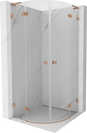 Mexen Lunar L polukružna tuš kabina, otklopna, 90 x 90 cm, prozirna, brušeni bakar - 833L-090L-090P-65-00