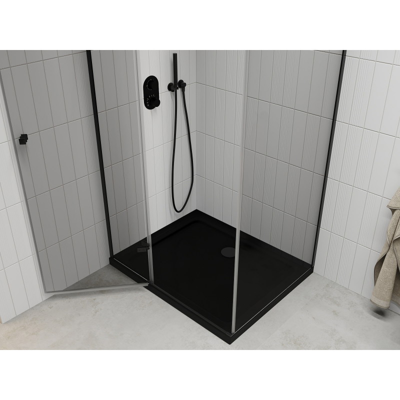 Mexen Roma avatav ​​dušinurk 120 x 90 cm, läbipaistev, must + Flat alus, must - 854-120-090-70-00-4070B