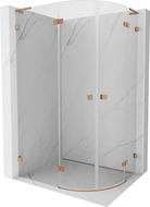 Mexen Lunar L Halbkreis-Duschkabine schwenkbar links 100 x 70 cm, transparent, gebürstetes Kupfer - 833L-100L-070P-65-00