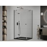 Mexen Roma hinged shower cabin 120 x 90 cm, transparent, black + Flat shower tray, black - 854-120-090-70-00-4070B