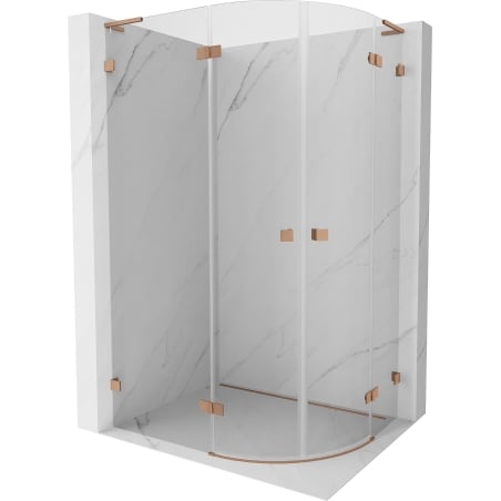 Mexen Lunar L Eck-Duschkabine mit Schwenktür links 100 x 80 cm, transparent, gebürstetes Kupfer - 833L-100L-080P-65-00