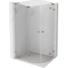 Mexen Lunar L Eck-Duschkabine mit Schwenktür links 100 x 80 cm, transparent, gebürstetes Kupfer - 833L-100L-080P-65-00