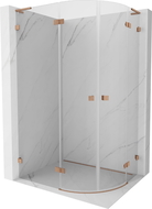 Mexen Lunar L cabine de duche semicircular giratória esquerda 100 x 80 cm, transparente, cobre escovado - 833L-100L-080P-65-00