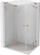 Mexen Lunar L vasakpoolne kaarjas dušinurk 100 x 90 cm, läbipaistev, harjatud vask - 833L-100L-090P-65-00