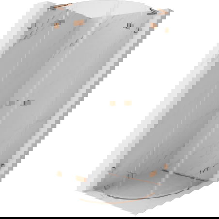 Mexen Lunar L halvrund duschkabin med svängdörr 100 x 100 cm, transparent, borstad koppar - 833L-100L-100P-65-00