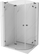 Mexen Lunar L halve ronde douchecabine linksdraaiend 100 x 90 cm, transparant, geborsteld kanon grijs - 833L-100L-090P-66-00