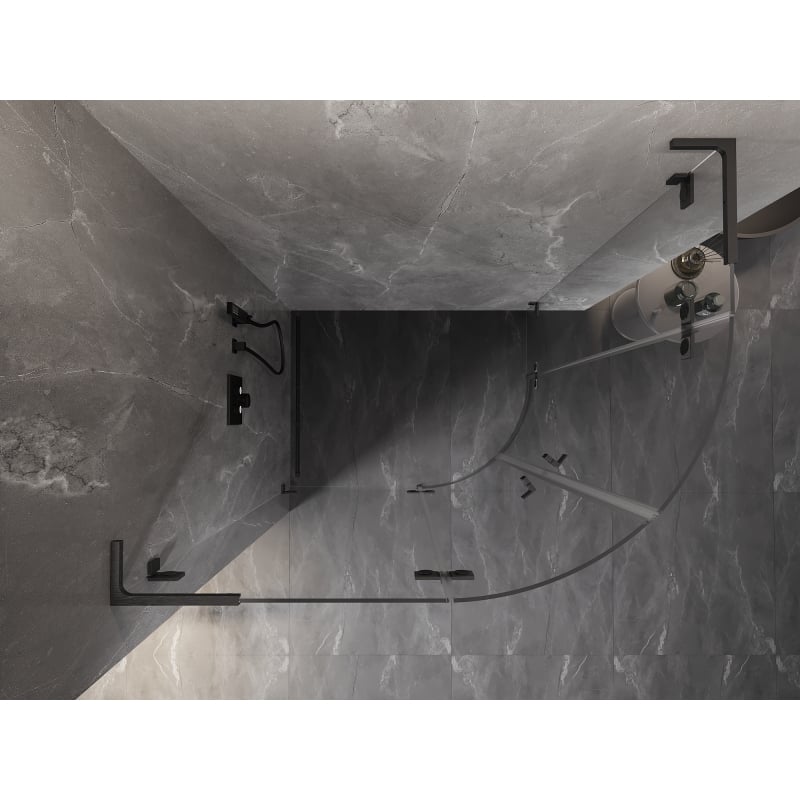 Mexen Lunar L kabina prysznicowa półokrągła uchylna lewa 100 x 90 cm, transparent, gun gray szczotkowany - 833L-100L-090P-66-00