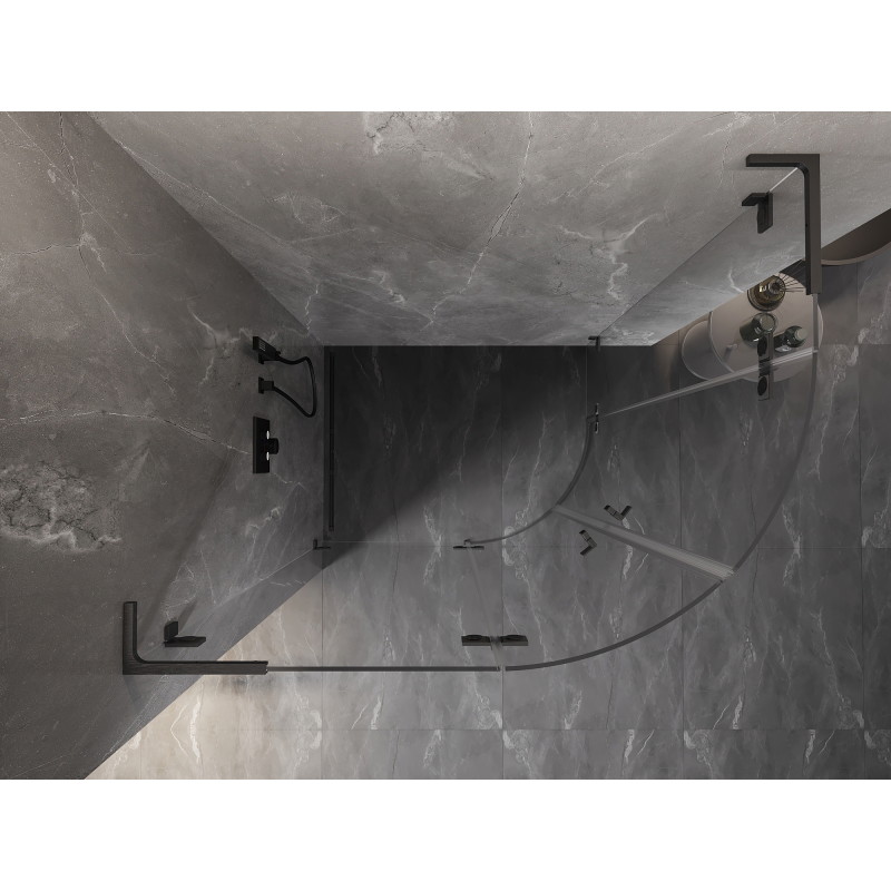 Mexen Lunar L poldnevni zakrivljeni tuš kabina lijeva 100 x 90 cm, prozirna, pištoljsko siva brušena - 833L-100L-090P-66-00