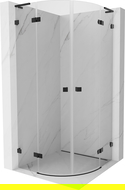 Mexen Lunar L halfronde draaideur douchecabine 70 x 70 cm, transparant, zwart - 833L-070L-070P-70-00