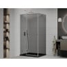 Mexen Roma cabine de douche pivotante 80 x 100 cm, graphite, chrome + receveur Flat, noir - 854-080-100-01-40-4070