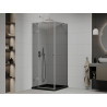 Mexen Roma pivot shower cabin 80 x 80 cm, graphite, chrome + Flat shower tray, black - 854-080-080-01-40-4070