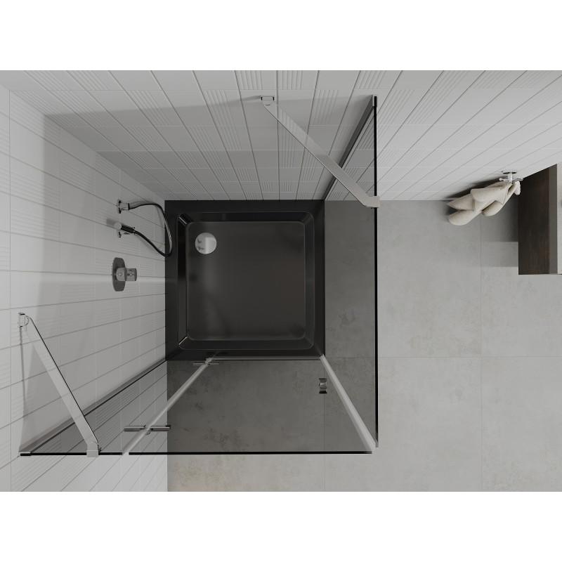 Mexen Roma avatav dušinurk 80 x 80 cm, grafiit, kroom + Flat alus, must - 854-080-080-01-40-4070