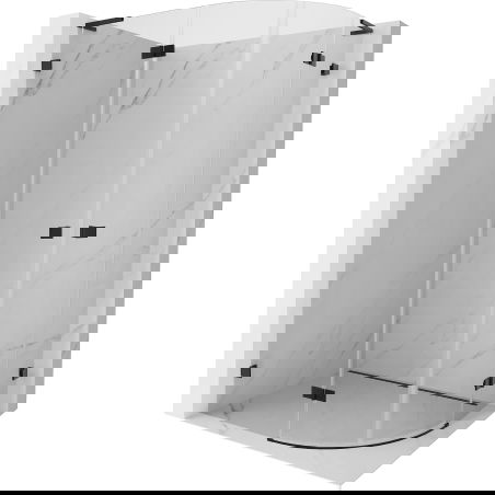 Mexen Lunar L douchecabine halfrond openslaand links 100 x 90 cm, transparant, zwart - 833L-100L-090P-70-00