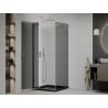 Mexen Roma cabine de douche pivotante 90 x 90 cm, graphite, chrome + receveur Flat, noir - 854-090-090-01-40-4070