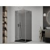 Mexen Roma cabine de douche pivotante 90 x 90 cm, graphite, chrome + receveur Flat, noir - 854-090-090-01-40-4070
