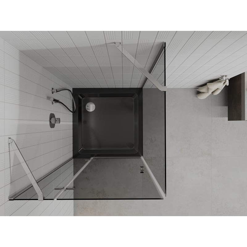Mexen Roma Pregradna tuš kabina 90 x 90 cm, grafit, krom + tuš kada Flat, crna - 854-090-090-01-40-4070