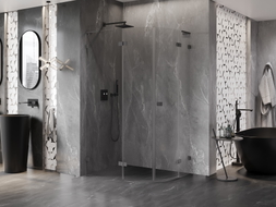 Mexen Lunar L poolringne vasak 100 x 90 cm, läbipaistev, gun metal dušikabiin - 833L-100L-090P-95-00
