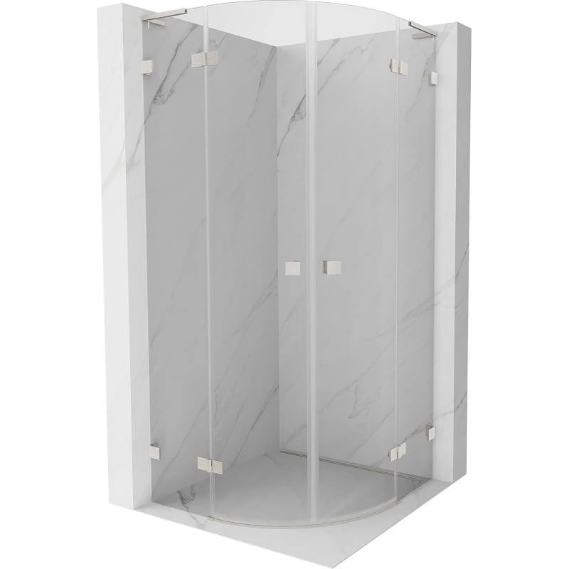 Cabine de douche Mexen Lunar L semi-circulaire pivotante 70 x 70 cm, transparent, nickel brossé - 833L-070L-070P-97-00