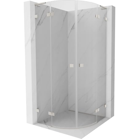 Cabine de douche Mexen Lunar L semi-circulaire pivotante 70 x 70 cm, transparent, nickel brossé - 833L-070L-070P-97-00