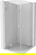 Cabine de douche Mexen Lunar L semi-circulaire pivotante 70 x 70 cm, transparent, nickel brossé - 833L-070L-070P-97-00
