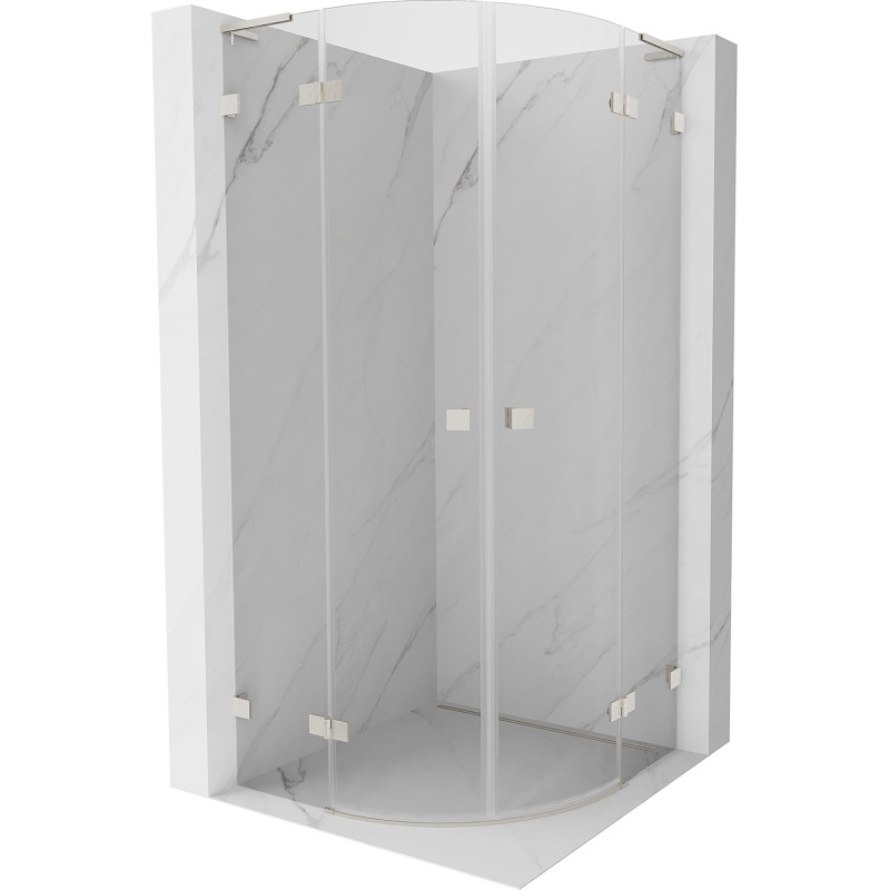 Mexen Lunar L poolringikujuline pöörduv dušinurk 90 x 90 cm, läbipaistev, harjatud nikkel - 833L-090L-090P-97-00