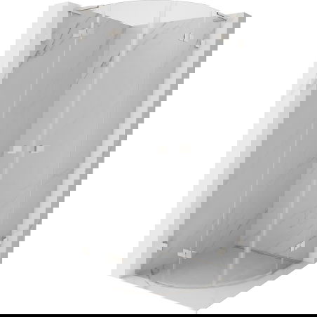 Mexen Lunar L halbrunde Duschkabine schwenkbar 90 x 90 cm, transparent, gebürstetes Nickel - 833L-090L-090P-97-00