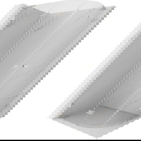 Mexen Lunar L Halbrunde Duschkabine, schwenkbar, links 100 x 70 cm, transparent, gebürsteter Nickel - 833L-100L-070P-97-00