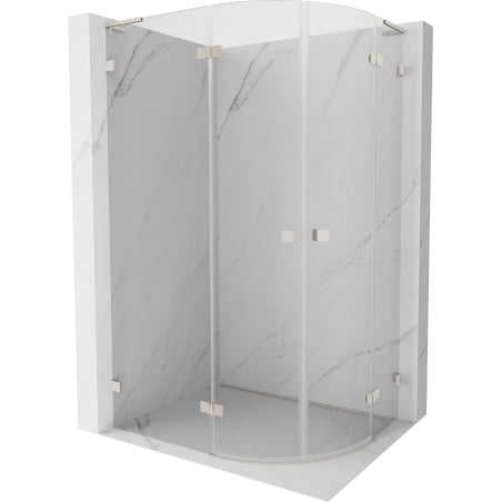 Mexen Lunar L cabine de douche semi-circulaire pivotante gauche 100 x 80 cm, transparente, nickel brossé - 833L-100L-080P-97-00