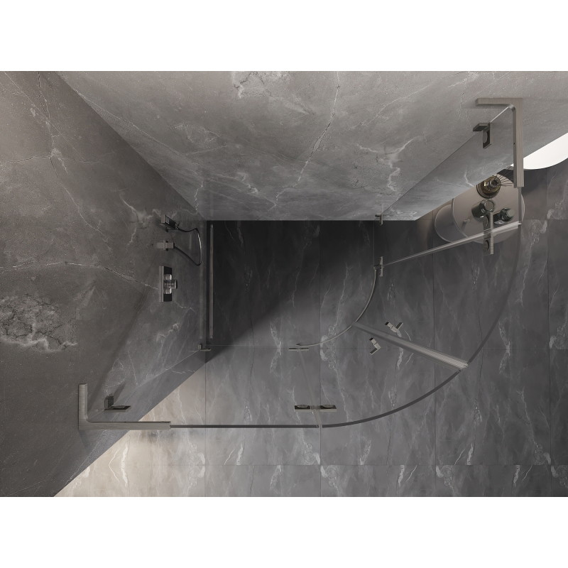 Mexen Lunar L polukružna tuš kabina s nagibnim vratima lijeva 100 x 90 cm, prozirna, brušeni nikal - 833L-100L-090P-97-00
