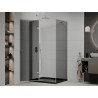 Mexen Roma shower enclosure swing 100 x 80 cm, graphite, chrome + Flat shower tray, black - 854-100-080-01-40-4070