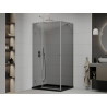 Mexen Roma shower enclosure swing 100 x 80 cm, graphite, chrome + Flat shower tray, black - 854-100-080-01-40-4070