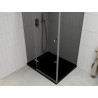 Mexen Roma shower enclosure swing 100 x 80 cm, graphite, chrome + Flat shower tray, black - 854-100-080-01-40-4070