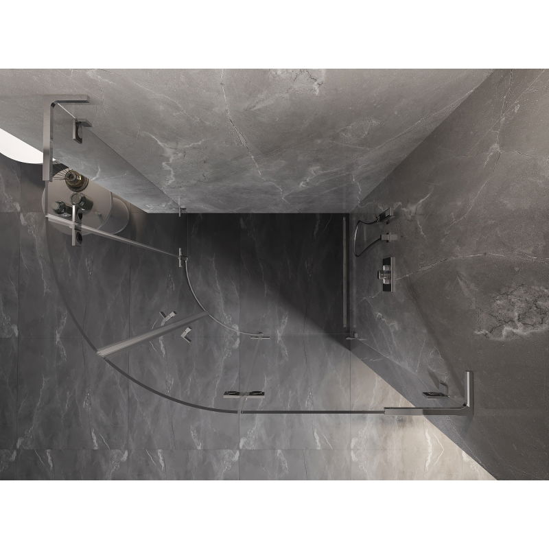 Mexen Lunar L halvrund duschkabin, högerhängd 100 x 70 cm, transparent, krom - 833L-100P-070L-01-00