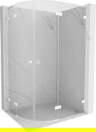 Mexen Lunar L cabine de douche semi-circulaire pivotante droite 100 x 80 cm, transparent, blanc - 833L-100P-080L-20-00