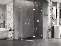 Mexen Lunar L cabina doccia semicircolare ribaltabile destra 100 x 90 cm, trasparente, bianca - 833L-100P-090L-20-00