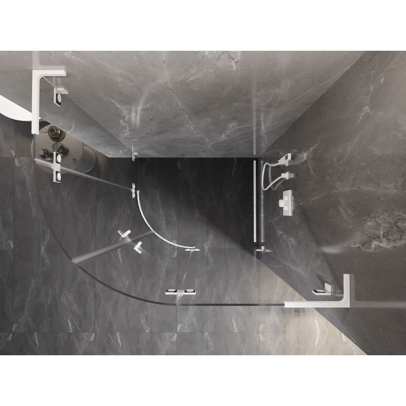 Mexen Lunar L καμπίνα ντους καμπυλωτή δεξιά 100 x 90 cm, διάφανη, λευκή