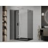 Mexen Roma swing shower cabin 120 x 90 cm, graphite, chrome + Flat tray, black - 854-120-090-01-40-4070