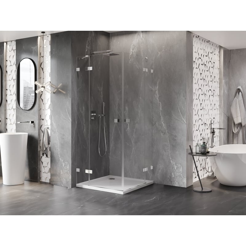 Mexen Lunar Duo pööratav dušinurk 75 x 75 cm, läbipaistev, kroom - 834-075L-075P-01-00