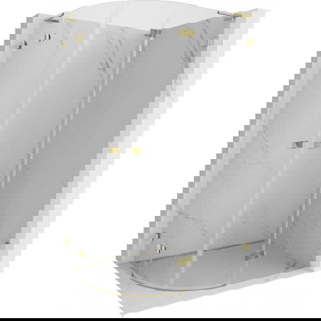 Mexen Lunar L δεξιά ημικυκλική καμπίνα ντους 100 x 90 cm, διαφανής, χρυσή